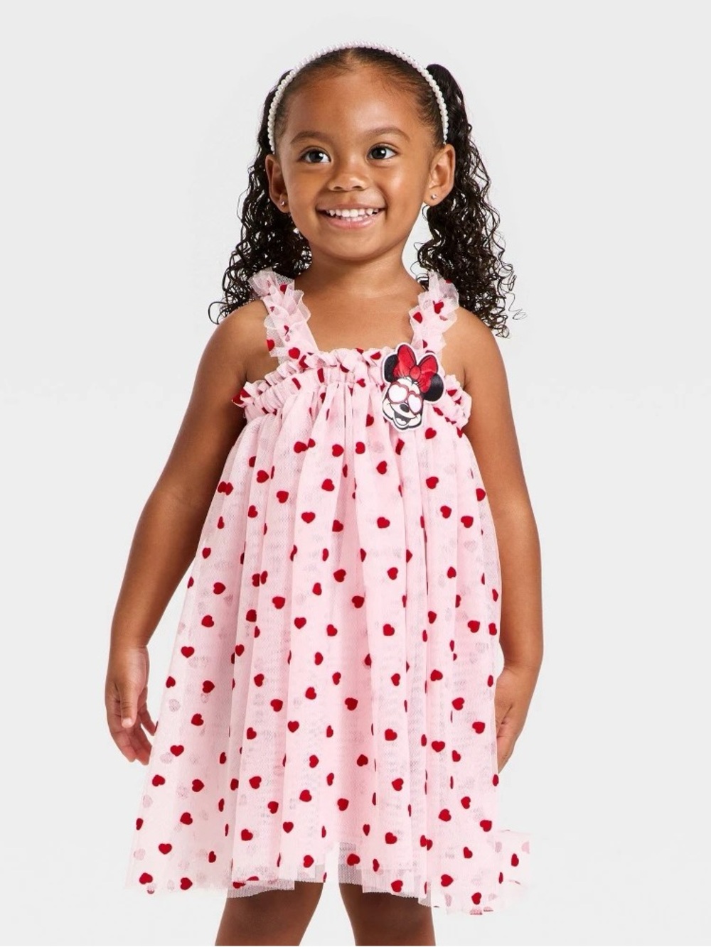 Toddler Girls' Disney Minnie Mouse Valentines Tulle Dress - Pink 18M